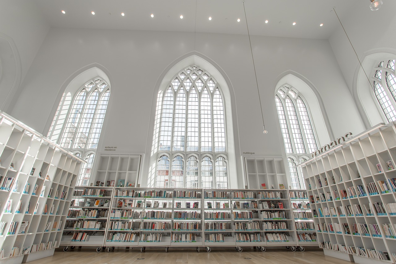 Biblioteka, Bažnyčia, Architektūra, Balta, Knygos, Šviesa, Langas, Quebec City, Kanada, Quebec