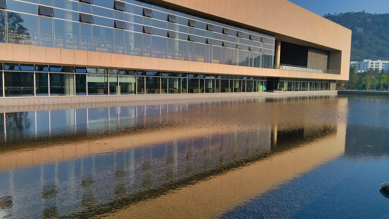 Biblioteka, Šanto Universitetas, Vandens Statyba, Mėlynas Dangus, Nemokamos Nuotraukos,  Nemokama Licenzija