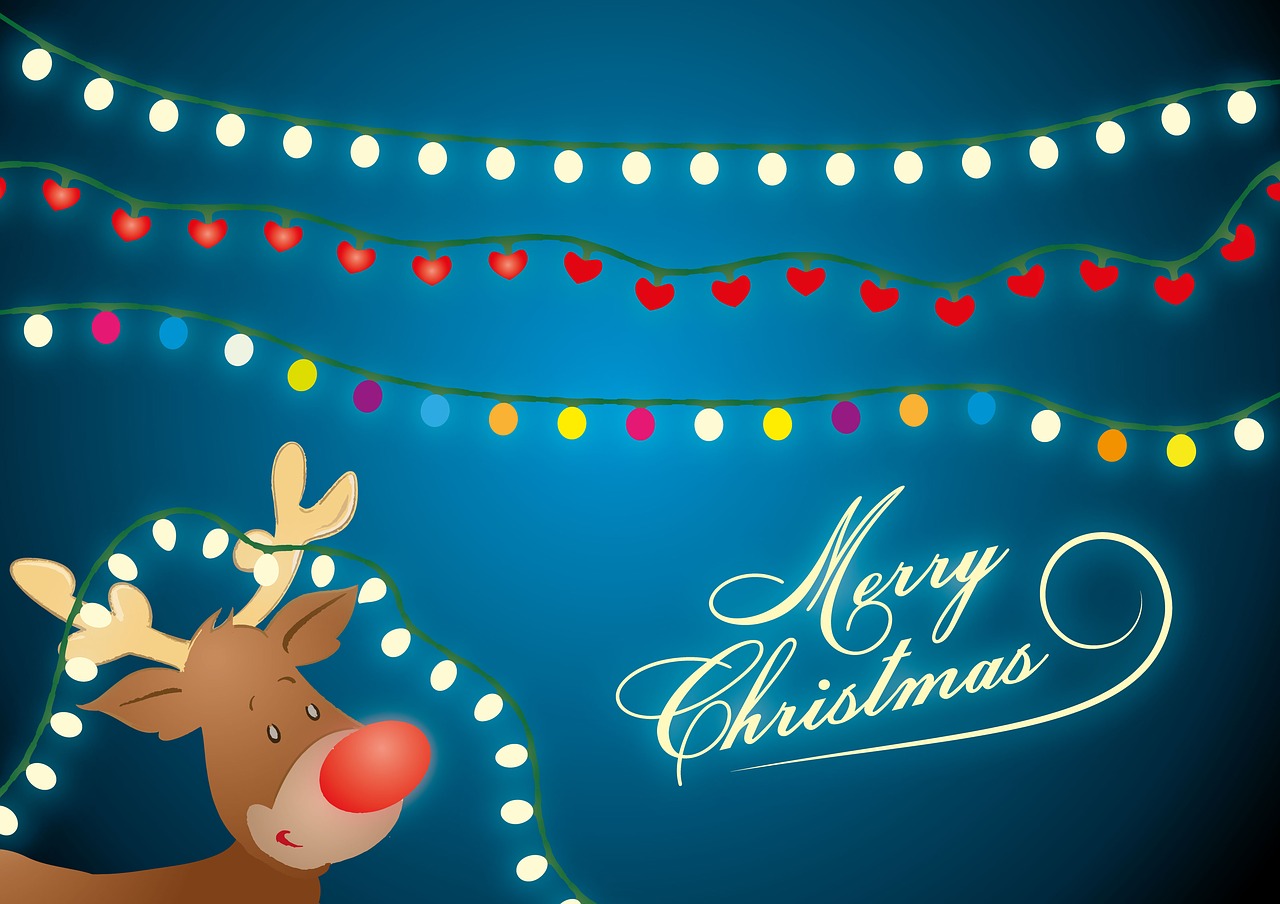 Lichterkette Christmas, Rudolph, Žibintai, Papuoštas, Šiaurės Elniai, Kalėdų Laikas, Spalvinga, Šviesa, Linksmas, Kalėdos