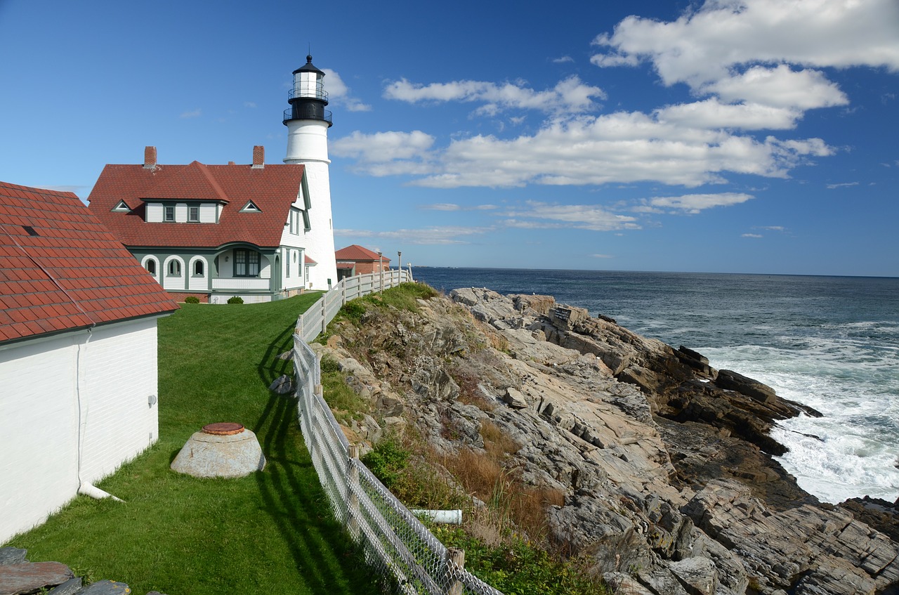 Švyturys, Portlandas, Maine, Vandenynas, Krantas, Vanduo, Peizažas, Kraštovaizdis, Gamta, Kranto Linija