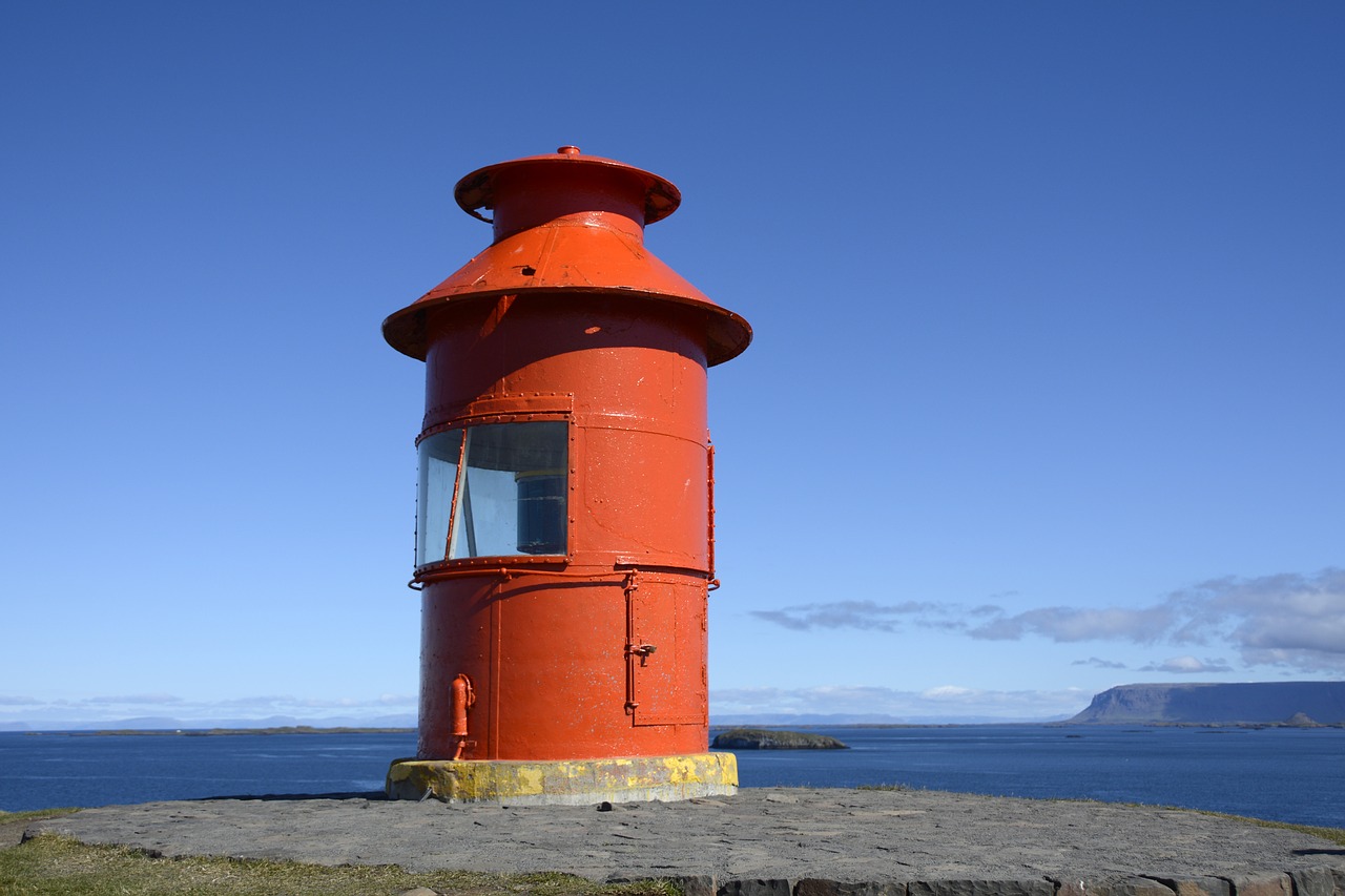 Švyturys, Švyturys Súgandisey, Stykkishólmur, Snæfellsnes Pusiasalis, Iceland, Raudona, Padėties Nustatymas, Laivyba, Jūra, Kalnas