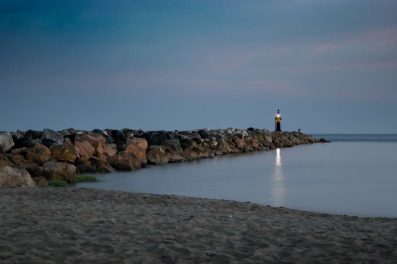 Švyturys, Papludimys, Jūra, Costa, Šventė, Horizontas, Dusk, Ilga Ekspozicija, Dangus, Nemokamos Nuotraukos