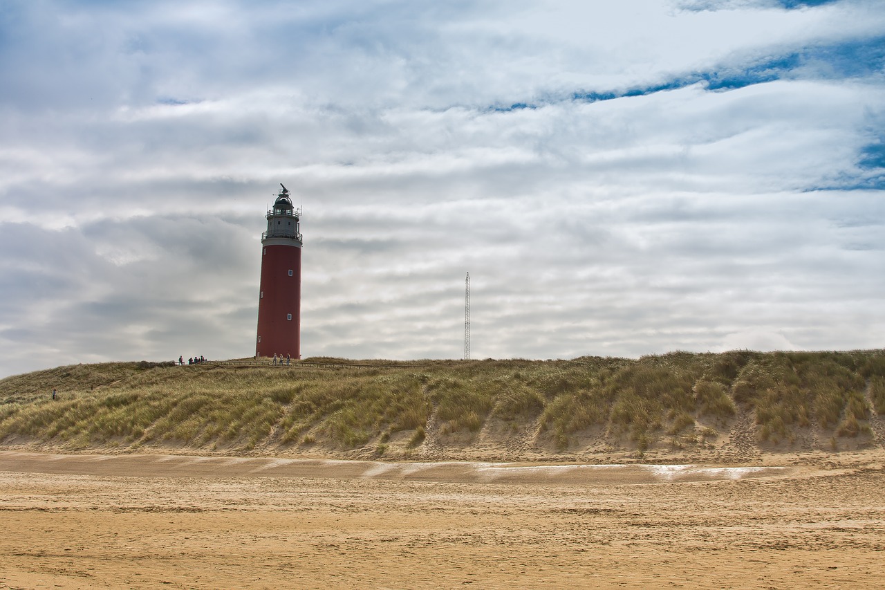 Švyturys, Žolė, Kopos, Vėjas, Jūrų Transportas, Texel, Nyderlandai, Švyturys, Architektūra, Vasara