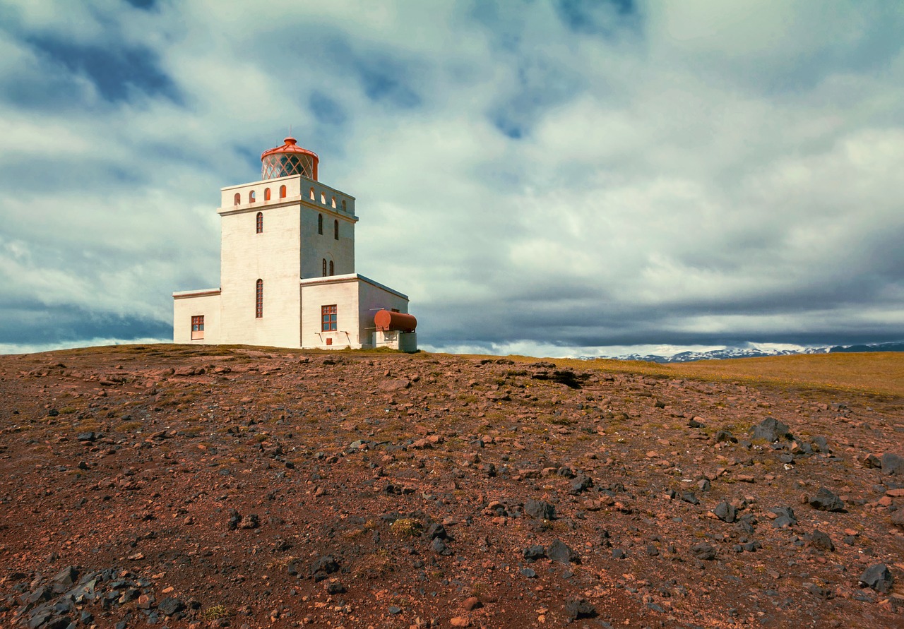 Švyturys, Steinig, Iceland, Debesys, Sniego Kalnai, Šiltas, Kraštovaizdis, Rokas, Dangus, Kvadratas