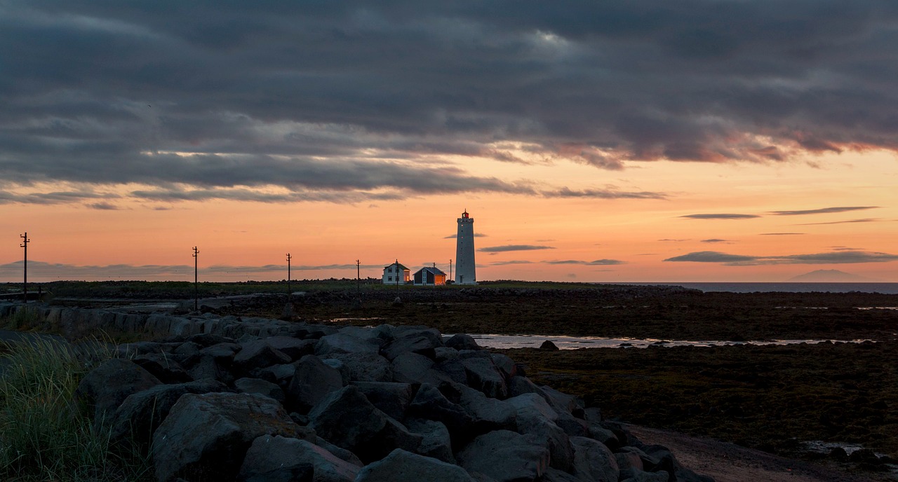 Švyturys, Abendstimmung, Iceland, Saulėlydis, Reikjavikas, Kranto, Nendrė, Nuotaika, Šviesa, Kontrastas