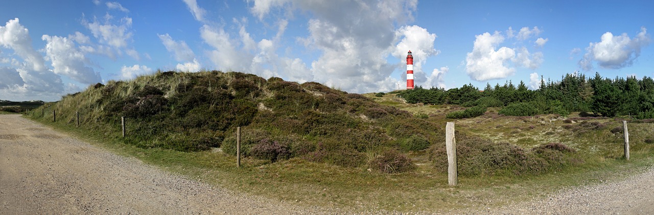 Švyturys, Panorama, Amrum, Sala, Kopos, Vasara, Nordfriesland, Šiaurės Jūra, Daymark, Šventė