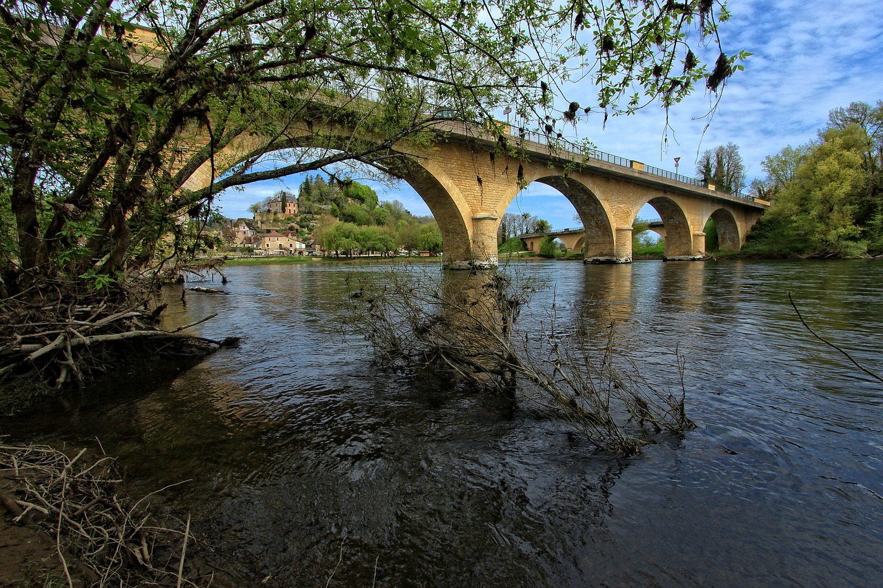 Limeuil,  Dordogne,  Périgord,  Prancūzija,  Upė,  Tiltas,  Aquitaine,  Senas Kaimas,  Pilis, Nemokamos Nuotraukos