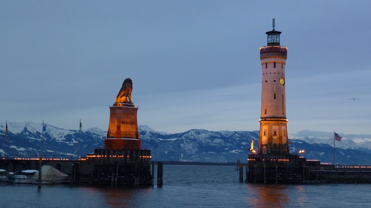 Lindau, Vakaras, Nuotaika, Romantiškas, Ežero Konstanta, Idiliškas, Uosto Įėjimas, Švyturys, Vanduo, Bavarija