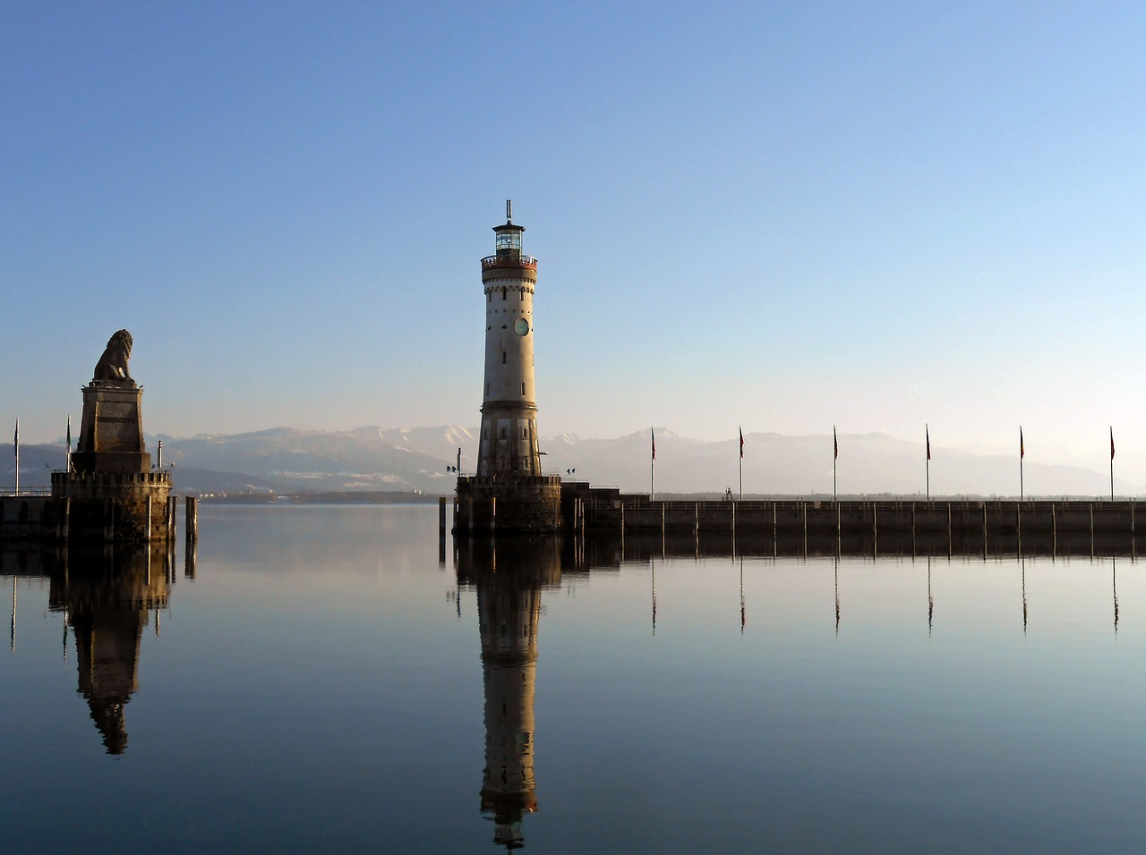 Lindau, Uostas, Ežero Konstanta, Bokštas, Bavarija, Vanduo, Ežeras, Švyturys, Romantiškas, Vakaras