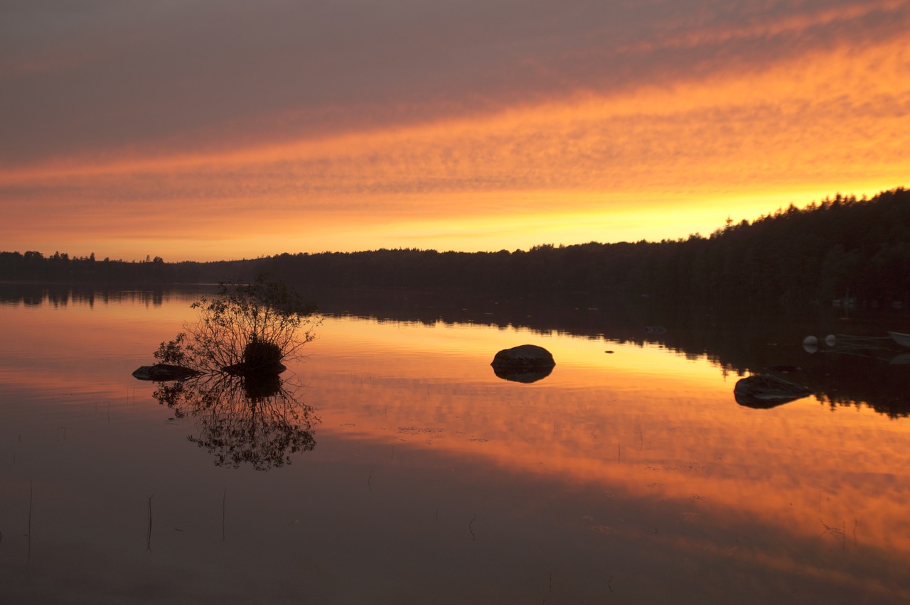 Linda, Ežeras, Smaland, Švedija, Waldsee, Saulėlydis, Abendstimmung, Nemokamos Nuotraukos,  Nemokama Licenzija