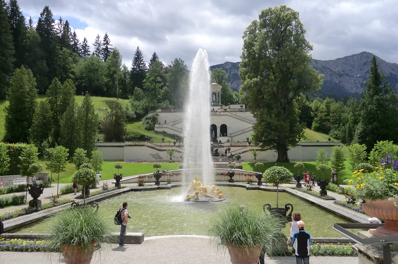 Linderhofo Rūmai,  Graswangtal,  Ettal,  Oberammergau,  Barokslot,  Bavarija,  Parkas,  Vasara,  Pobūdį,  Sodas