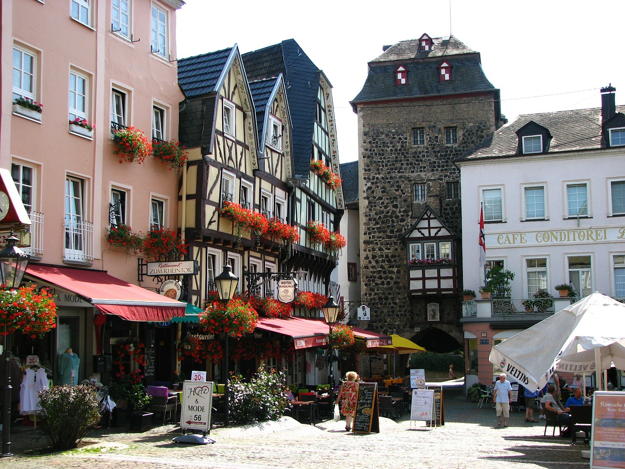 Linz, Santūra, Miesto Vartai, Fachwerkhaus, Linz Am Rhein, Miesto Panorama, Bokštas, Miestas, Parduotuvės, Pirkti Restoraną