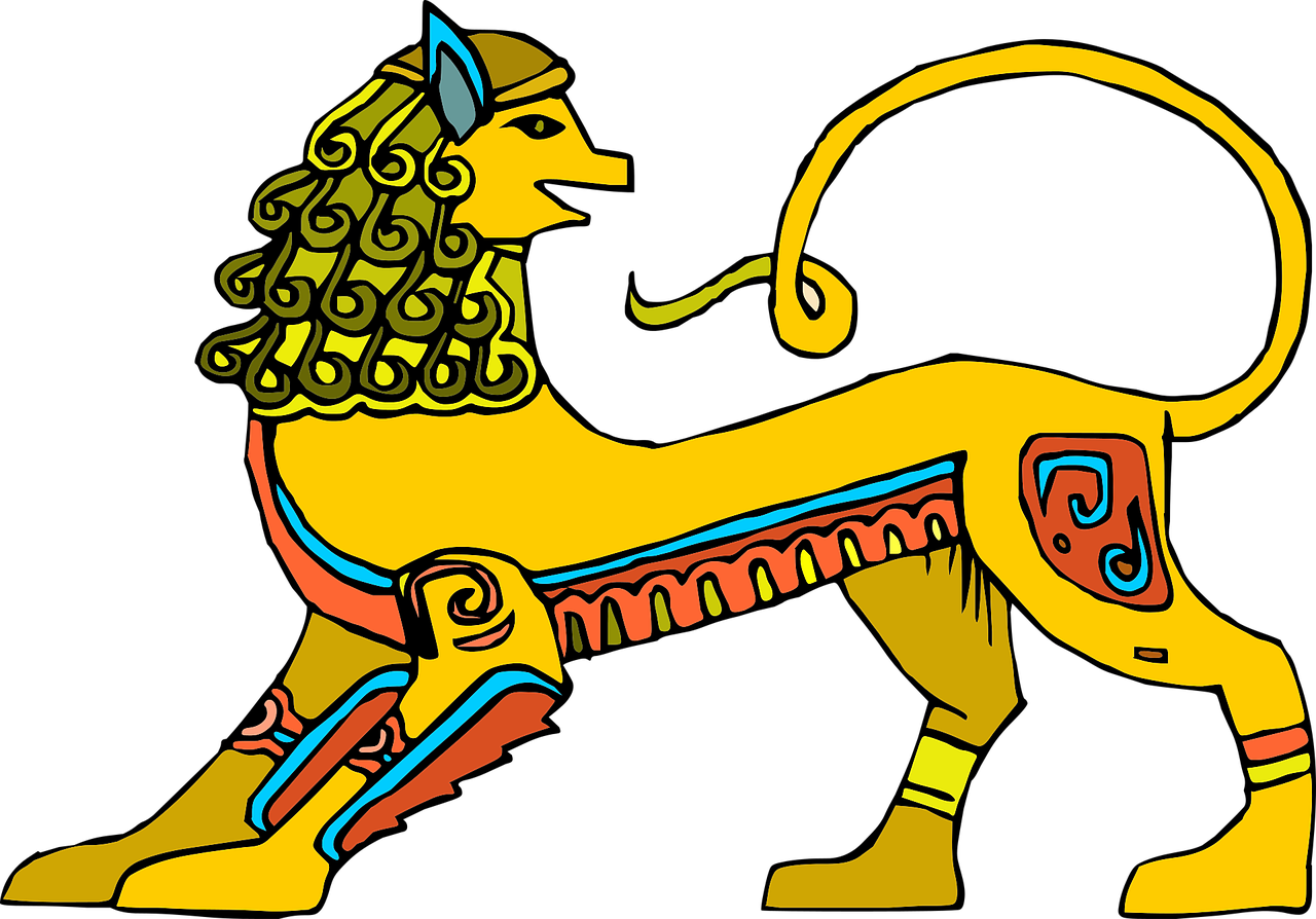 Liūtas, Abstraktus, Figūra, Tradicinis, Egyptian, Piktograma, Religinis, Senovės, Simbolis, Kultūra