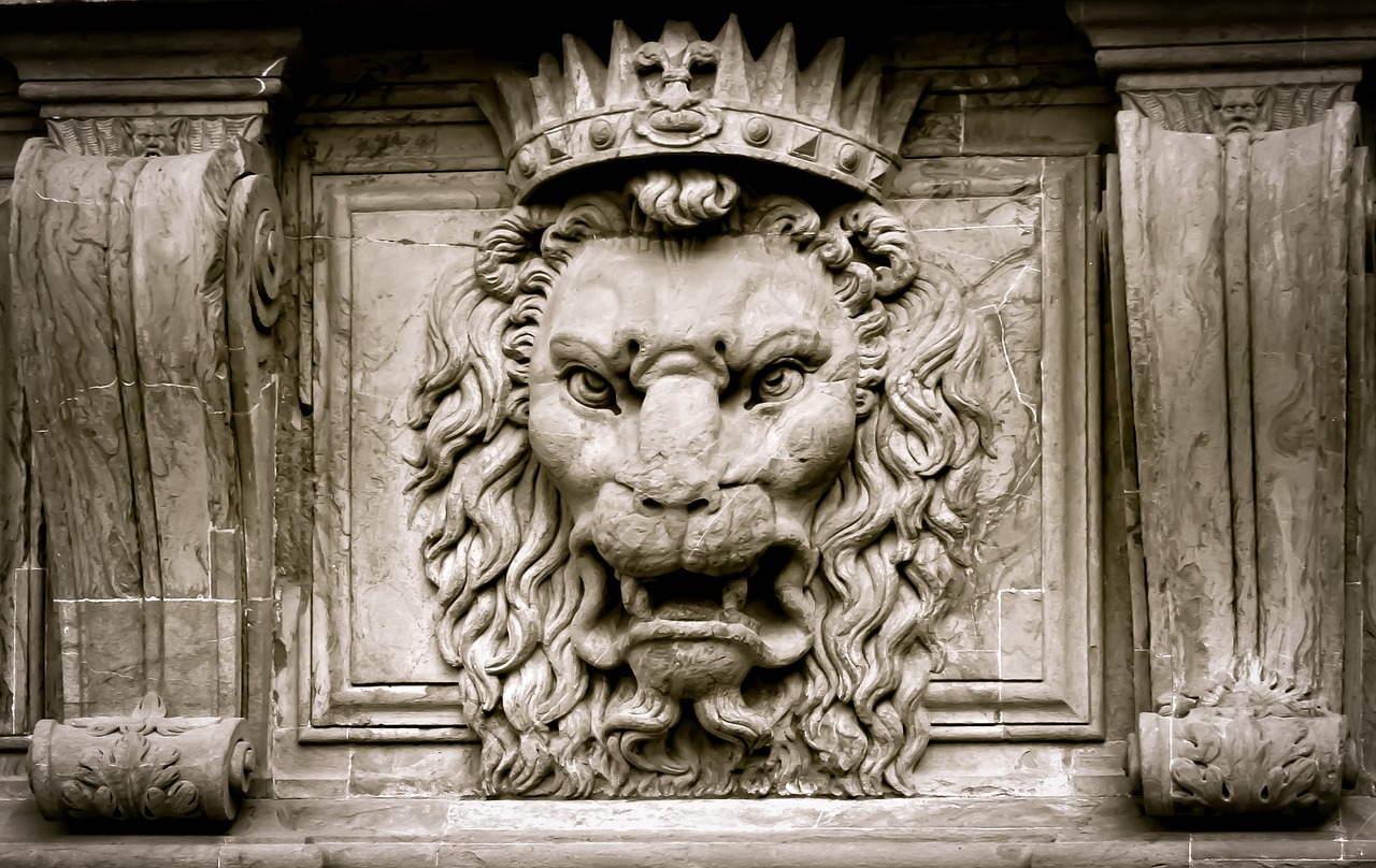 Liūtas, Karalius, Karūna, Akmuo, Akmens Linija, Skulptūra, Florencija, Italy, Liūto Skulptūra, Nemokamos Nuotraukos