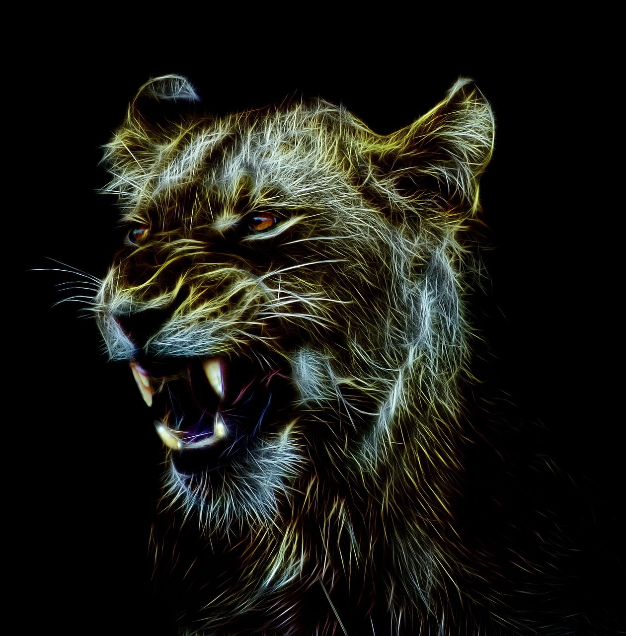 Liūtas,  Liūtės,  Fractalius,  Fotomenas,  Juodas Fonas,  Gyvūnijos Pasaulyje,  Predator,  Wildcat,  Gyvūnai,  Didelė Katė