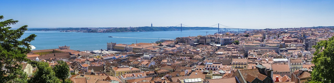 Lisbonas, Vaizdas, Sao Jorge Pilis, Panorama, Tiltas, Perspektyva, Portugal, Uostas, Šventė, Atostogos