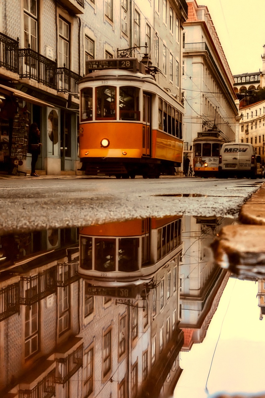 Lisbonas, Portugal, Vežimėlis, Tramvajus, Kelionė, Gabenimas, Miestas, Miesto, Senas, Vintage