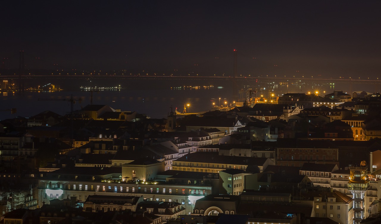Lisabonos,  Portugalija,  Architektūra,  Kelionė,  Metai,  Istorija,  Lisbonas Tiltas,  Šviesos,  Nakties Miestą, Nemokamos Nuotraukos