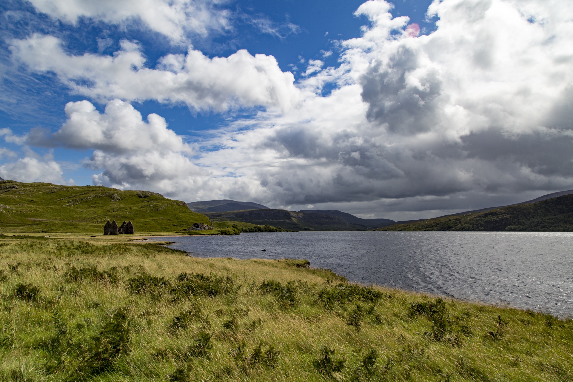 Mėlynas,  Debesis,  Europa,  Highlands,  Ežeras,  Kraštovaizdis,  Loch,  Loch & Nbsp,  Assynt,  Kalnas