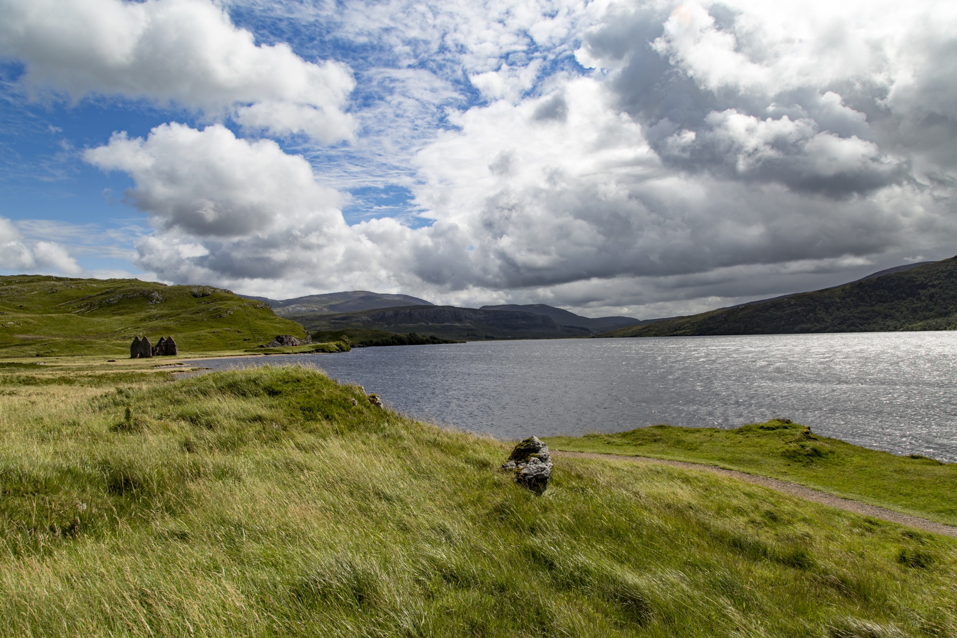 Mėlynas,  Debesis,  Europa,  Highlands,  Ežeras,  Kraštovaizdis,  Loch,  Loch & Nbsp,  Assynt,  Kalnas