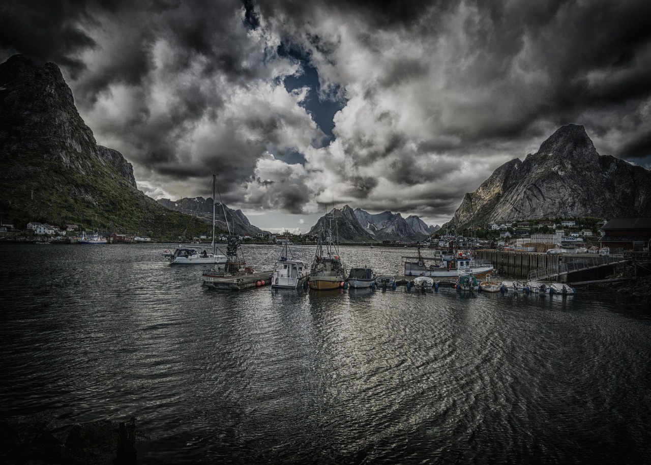 Lofoten, Norvegija, Vanduo, Valtys, Uostas, Hdr, Debesys, Kalnai, Nemokamos Nuotraukos,  Nemokama Licenzija