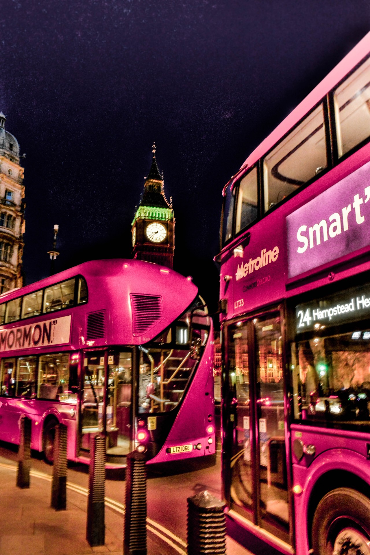 Autobusas,  Londonas,  Naktis,  Šventė,  Violetinė,  Photoshop,  Londonas, Nemokamos Nuotraukos,  Nemokama Licenzija