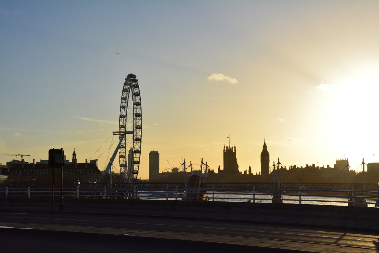 Londonas, Saulėlydis, Ferris Ratas, Abendstimmung, Jungtinė Karalystė, Lankytinos Vietos, Dangus, Nemokamos Nuotraukos,  Nemokama Licenzija