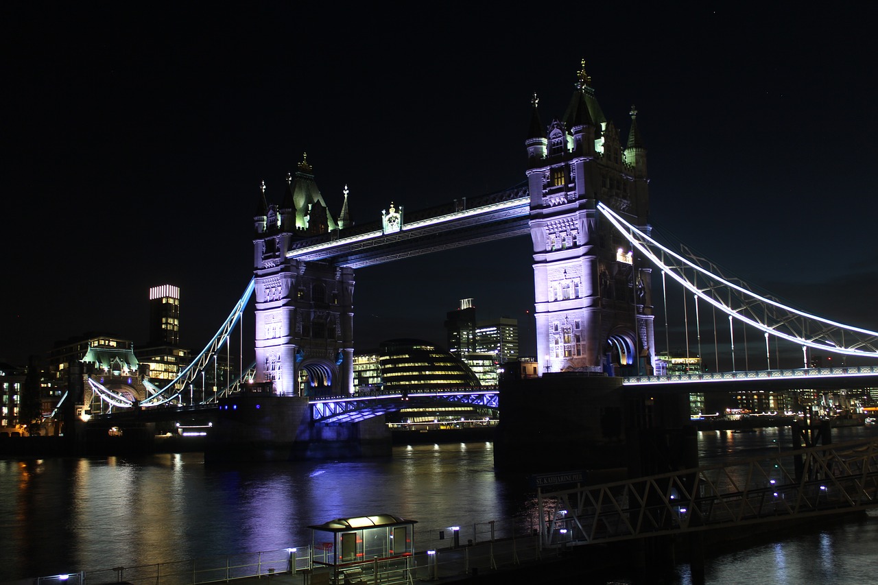 Londonas, Bokšto Tiltas, Anglija, Temzės Upė, Tiltas, Lankytinos Vietos, Jungtinė Karalystė, Orientyras, Naktis, Uk