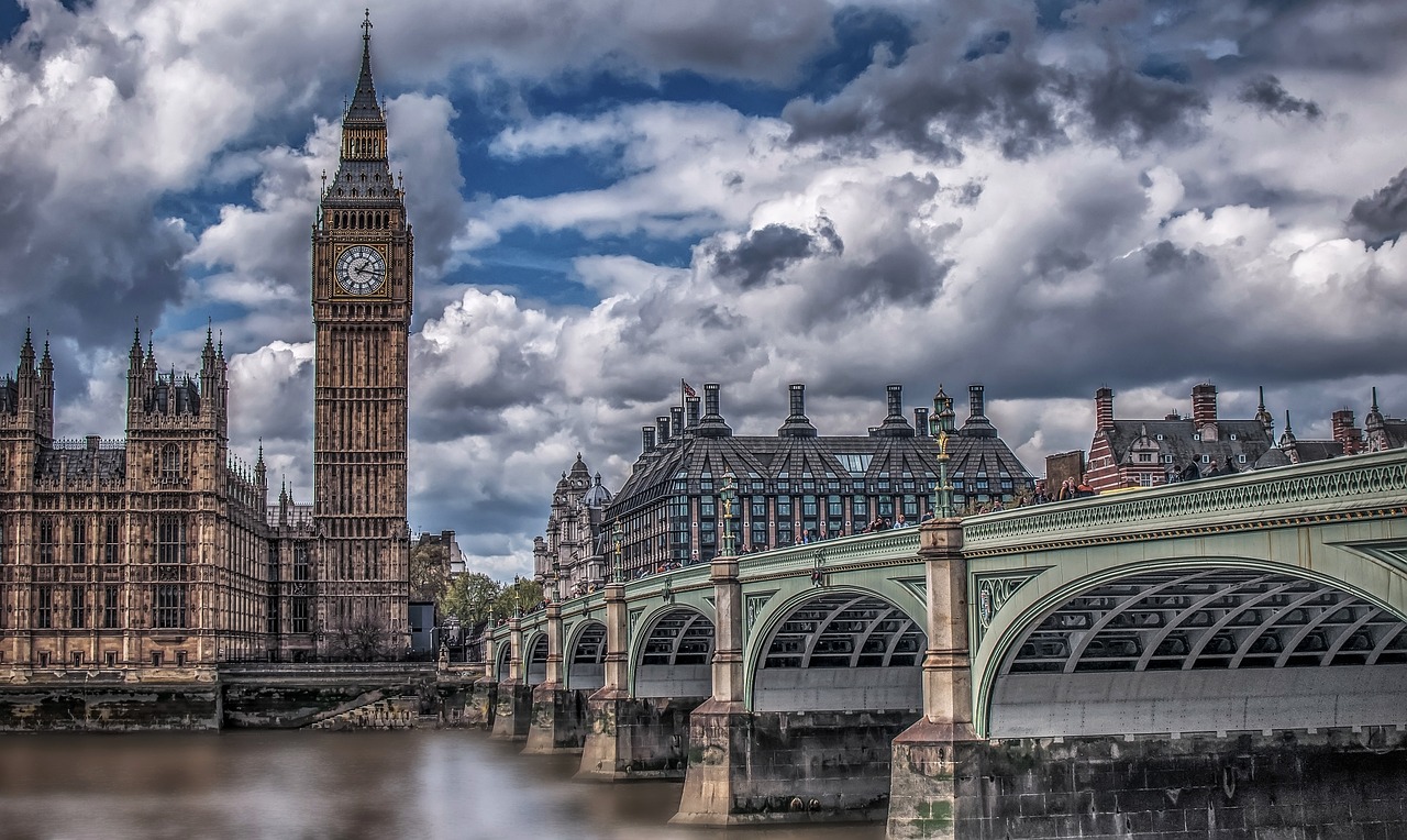 Londonas, Didysis Sprogimas, Tiltas, Debesys, Dramatiškas, Vanduo, Upė, Thames, Architektūra, Uk