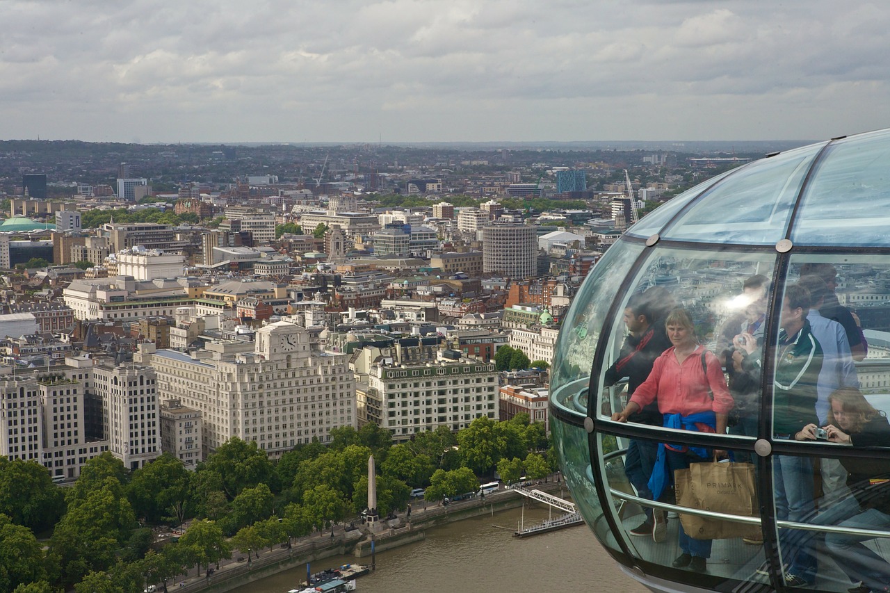 Londonas, Jungtinė Karalystė, Panorama, Turizmas, Ferris Ratas, Londono Akis, Architektūra, Anglija, Dangus, Uk