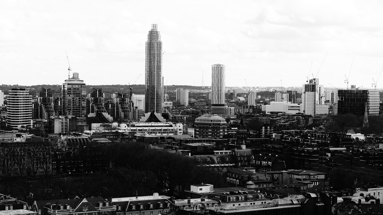 Londonas, Jungtinė Karalystė, Anglija, Moderni Architektūra, Vaizdas Iš Viršaus, Kovas, Bw, Liūdesys, Nuobodu, Nemokamos Nuotraukos
