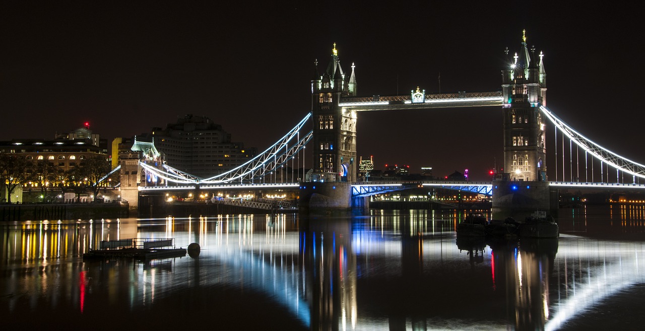 Londono Tiltas, Naktis, Londonas, Tiltas, Anglija, Upė, Architektūra, Thames, Uk, Miestas