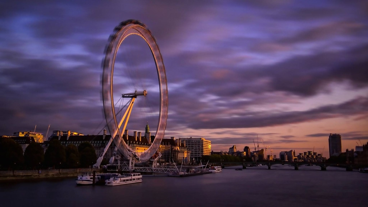 Londono Akis, Ferris Ratas, Londonas, Anglija, Orientyras, Thames, Upė, Architektūra, Uk, Miestas