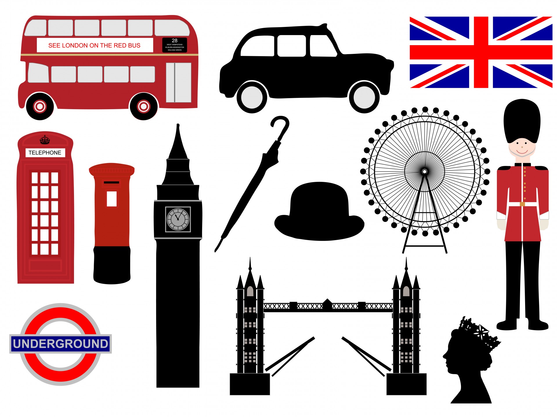 Londonas,  Piktogramos,  Simboliai,  Iliustracijos,  Kareivis,  Karalienė,  Bokštas & Nbsp,  Tiltas,  Tiltas,  Londonas & Nbsp