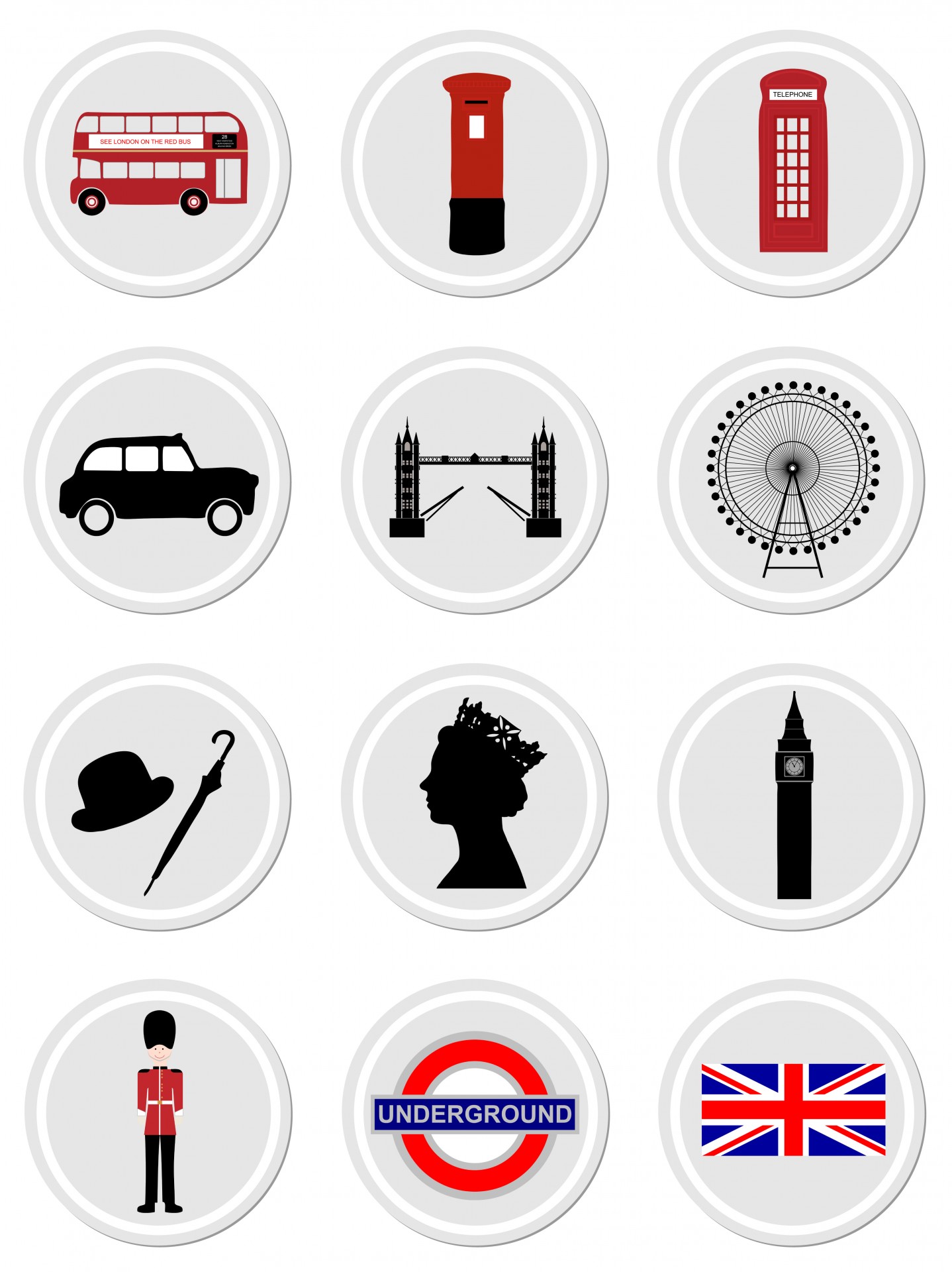 Londonas,  Piktogramos,  Simboliai,  Orientyrai,  Kareivis,  Karalienė,  Bokštas & Nbsp,  Tiltas,  Londonas & Nbsp,  Akis