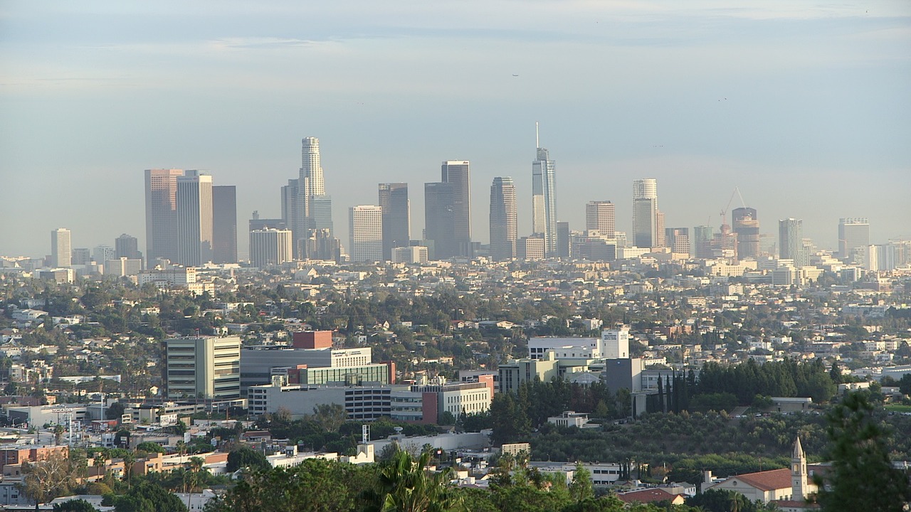 Los Andželas, Centro, Panorama, Miesto, Kalifornija, Los Angeles Skyline, Pastatas, Dangoraižis, Didmiestis, Centras