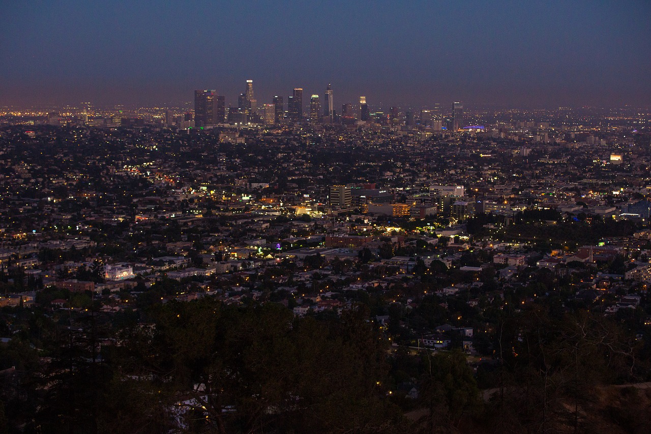 Los Andželas, La, Miestas, Los, Angeles, Panorama, Centro, Kalifornija, Miesto, Los Angeles Skyline