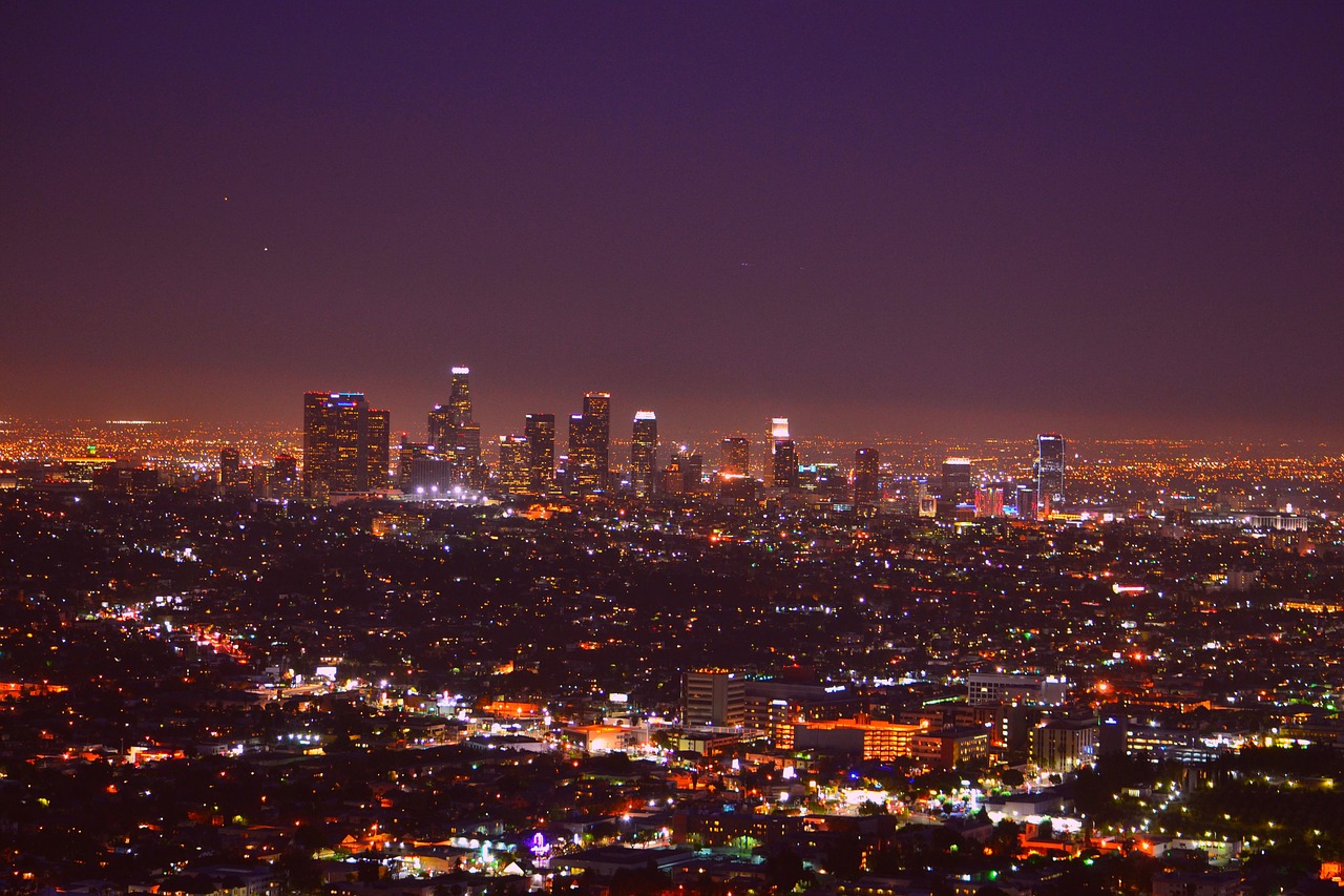 Los Andželas, Panorama, Usa, Apgyvendinimas, Naktinis Miestas, Miesto Kelionė, Naktiniai Žiburiai, Dangoraižis, Kraštovaizdis, Nemokamos Nuotraukos