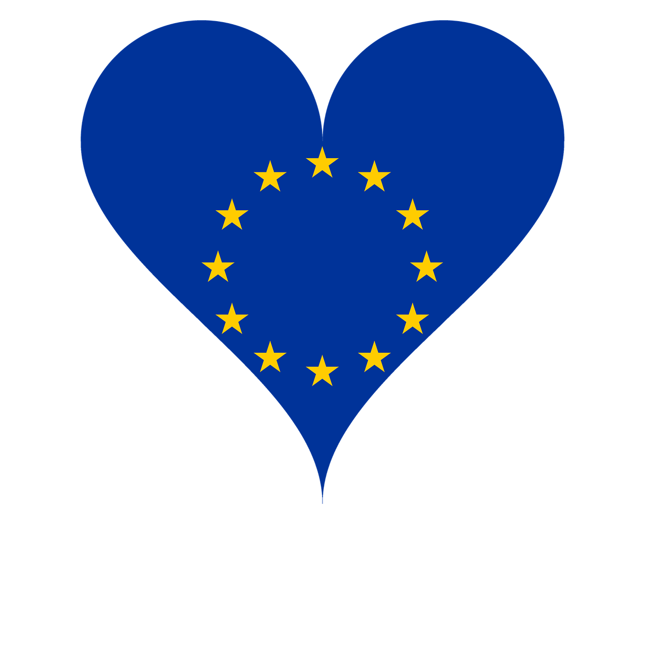 Meilė, Širdis, Vėliava, Europa, Eu, Europos Sąjunga, Europos Sąjungos Vėliava, Žvaigždė, Mėlynas, Geltona