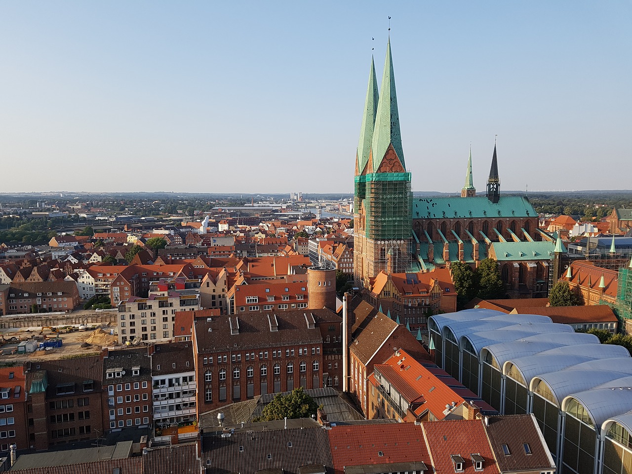 Lübeck, Miesto Vaizdas, Bokštas, Šv. Marijos Bažnyčia, Vaizdas, Garbinimo Namai, Miesto Centras, Paukščio Skrydžio Vaizdas, Miestas, Apžvalga