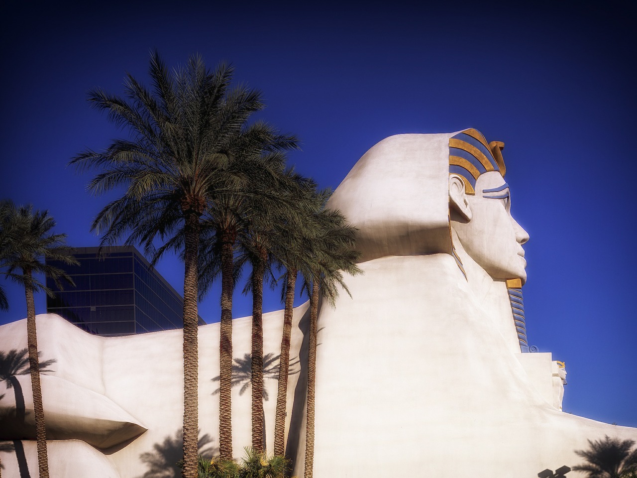 Luxor Viešbutis, Las Vegasas, Nevada, Sfinksas, Orientyras, Istorinis, Palmės, Lauke, Apgyvendinimas, Azartiniai Lošimai