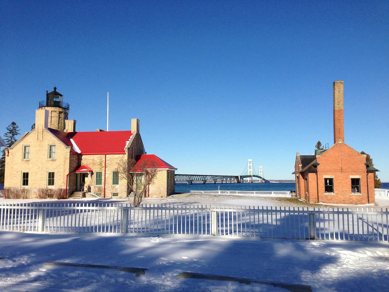 Mackinac Tiltas, Mackinaw Miestas, Michiganas, Senas Mackinac Taškas Švyturys, Tiltas, Švyturys, Didieji Ežerai, Nemokamos Nuotraukos,  Nemokama Licenzija