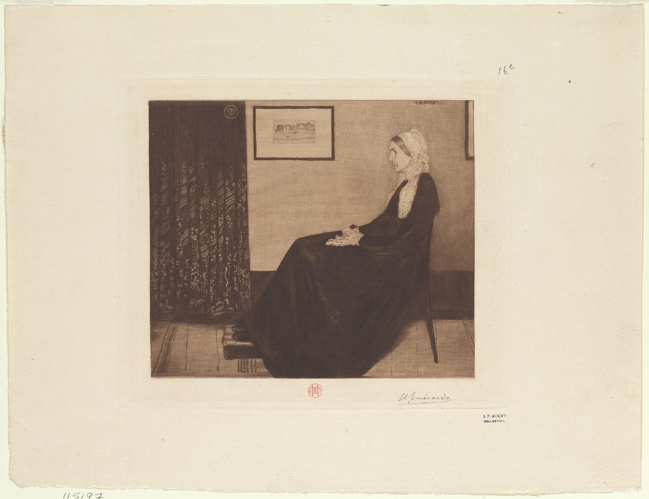 Madame Whistler, James Mcneill Whistler, 1834-1903 M. Menininkas, Henri-Charles Guérard, 1846-1897 M. Bstill Vaizdas, Spausdinti, 1883, Ėsdinimas, Anna Mathilda Mcneill 1804-1881, Menininko Motina