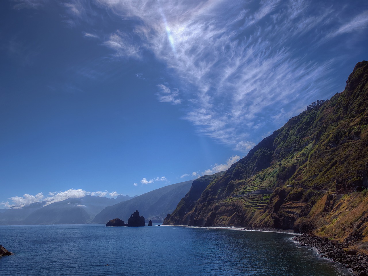 Madeira, Kranto, Rokas, Jūra, Uolos Pakrantė, Vanduo, Атлантический, Gamta, Kraštovaizdis, Sala