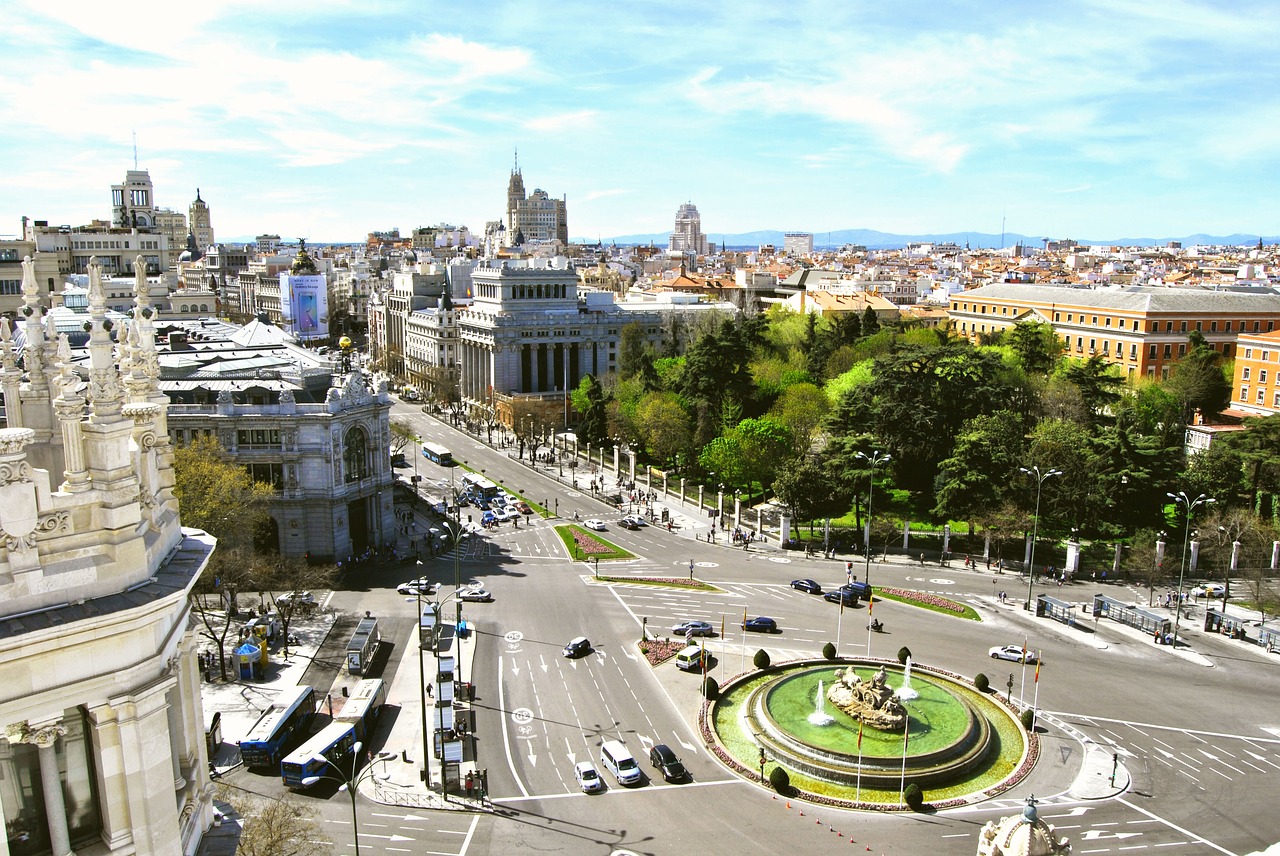 Madride, Cibeles, Puikus Būdas, Ispanijos Bankas, Miestas, Perspektyva, Architektūra, Pastatas, Rūmai, Fasadas
