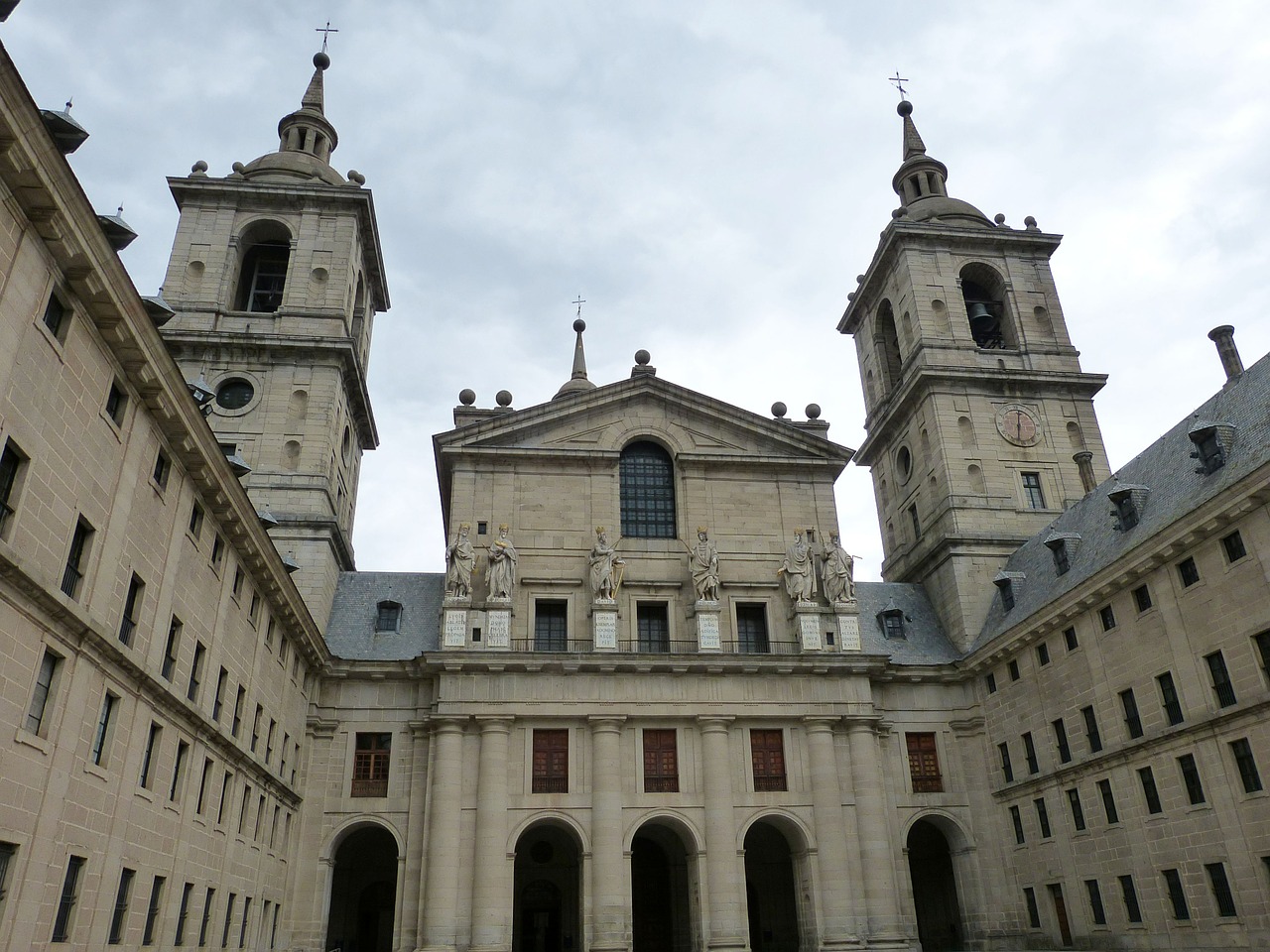 Madride, Ispanija, Escorial, Rūmai, Bažnyčia, Istoriškai, Kastilija, Fasadas, Arcade, Bokštas