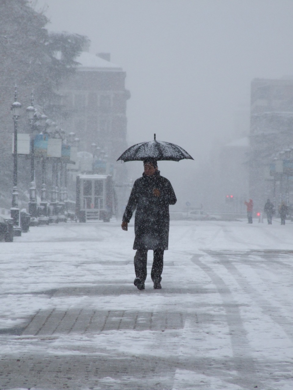 Madrid Sniegas, Vaikščioti Su Sniego, Žmogus Su Skėčiu, Nemokamos Nuotraukos,  Nemokama Licenzija