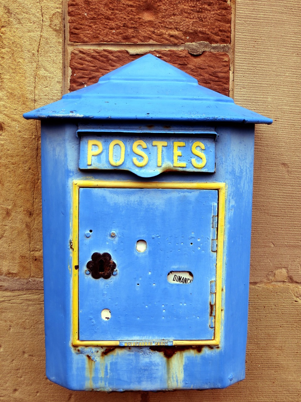 Pašto Dėžutę, Senas, Mėlynas, France, Alsace, Pašto Dėžutės, Nostalgija, Raidės, Vintage, Nerūdijantis