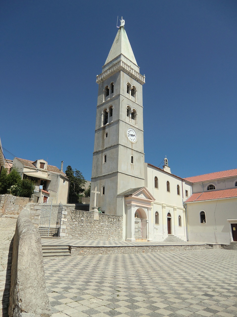 Mali Losin, Bažnyčia, Bokštas, Kroatija, Architektūra, Europa, Miestas, Adrijos Regionas, Dalmatija, Akmuo