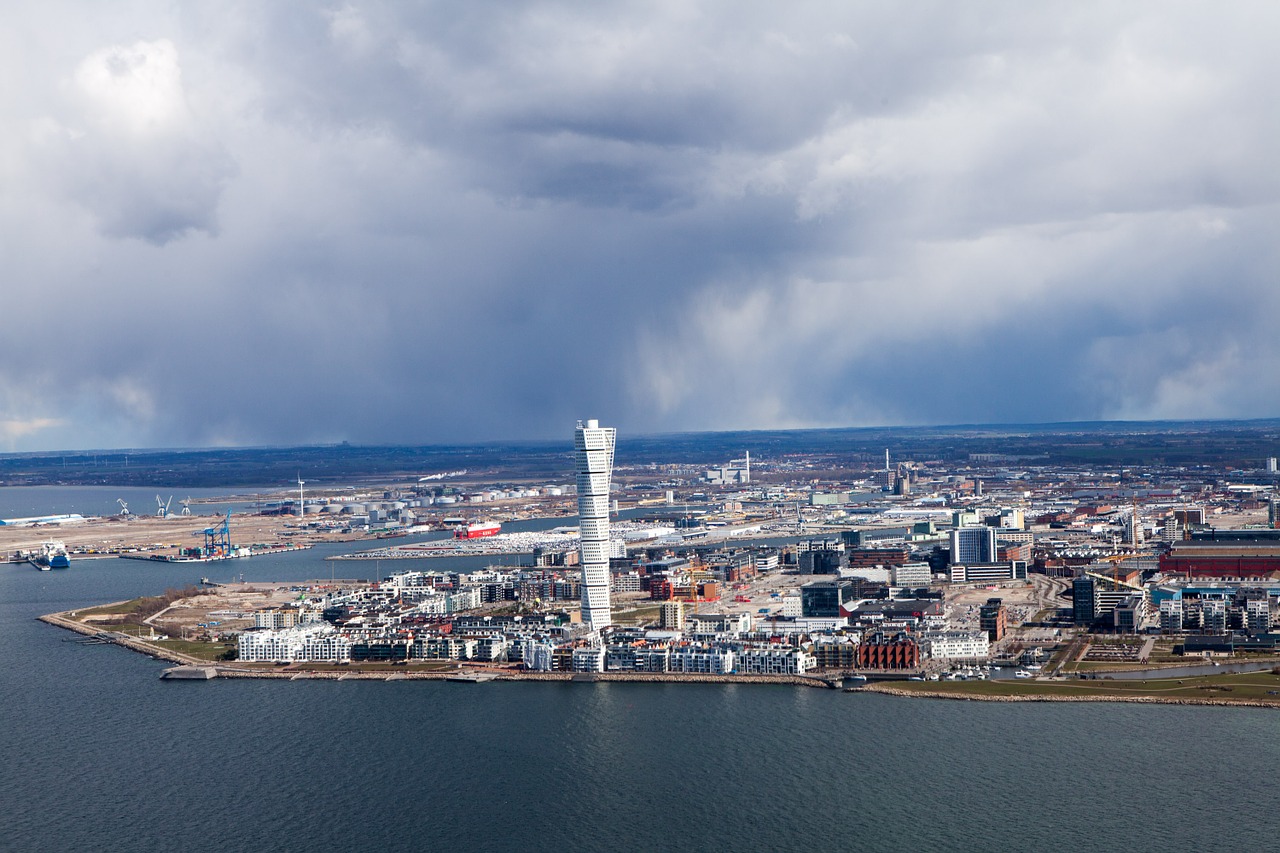 Malmö, Aerofoto Nuotrauka, Pasukamas Liemens, Vakarų Uostas, Nemokamos Nuotraukos,  Nemokama Licenzija